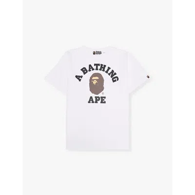 Shop A Bathing Ape College Brand-print Cotton-jersey T-shirt 10-13 Years Whit In White