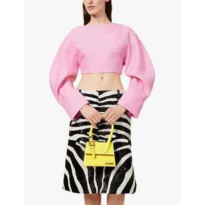 Shop Jacquemus Womens Yellow Le Chiquito Moyen Leather Top Handle Bag