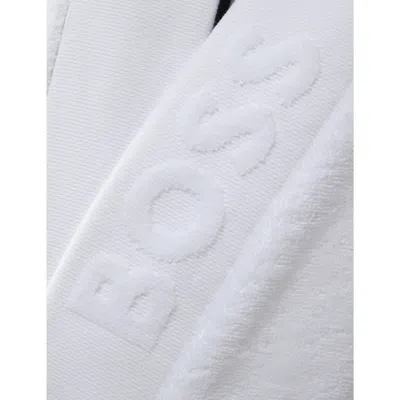 Hugo Boss Womens Ice Logo-embroidered Kimono Terry Cotton Dressing Gown In Ice