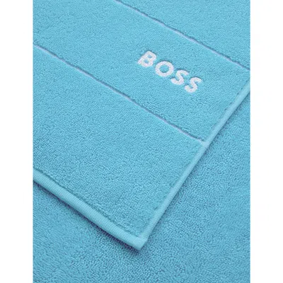 Hugo Boss River Blue Plain Egyptian Cotton Bath Mat 50cm X 70cm In River Blue
