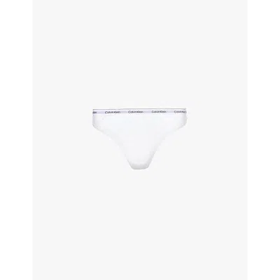 Calvin Klein Womens White Modern High-leg Lace Thong In White