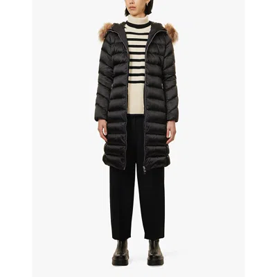 Moncler Womens Black Leersie Long Brand-patch Regular-fit Shell Coat In Black