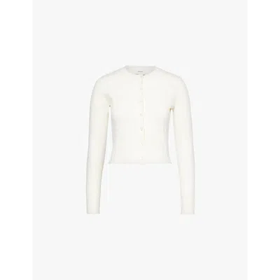 Reformation Joanne Organic Cotton Blend Cardigan In Fior Di Latte