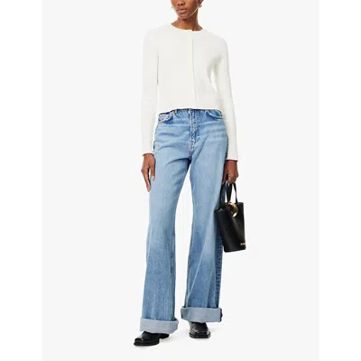 Reformation Joanne Organic Cotton Blend Cardigan In Fior Di Latte