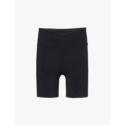 We Are Tala Omens Shadow Black Dayflex Wrap Stretch-recycled Nylon Cycling Shorts In Shadow Black