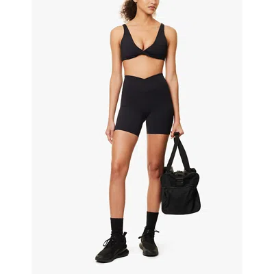 We Are Tala Omens Shadow Black Dayflex Wrap Stretch-recycled Nylon Cycling Shorts In Shadow Black