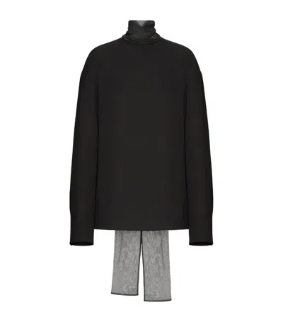 Shop Valentino Silk Necktie Blouse In Black