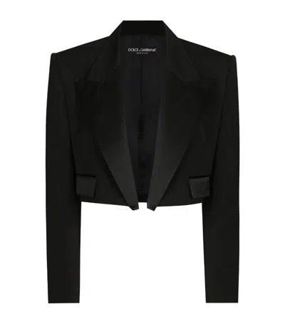 Shop Dolce & Gabbana Cropped Tuxedo Jacket In Multi