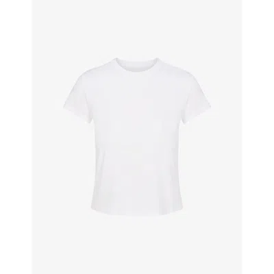 Skims Off-white Cotton Jersey T-shirt In Snow