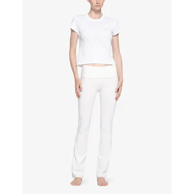 Skims Off-white Cotton Jersey T-shirt In Snow