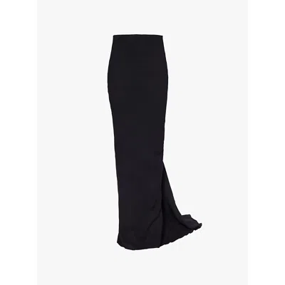 Rick Owens Womens Black A-line Pillar Crepe-wool Maxi Skirt In Black