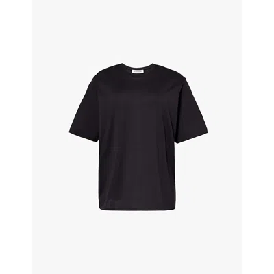 The Frankie Shop Womens Black Harper Short-sleeve Organic-cotton Jersey T-shirt In Black