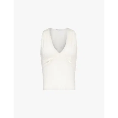 Reformation Womens Fior Di Latte Bowie Sleeveless V-neckline Jersey Top In Fior Di Latte