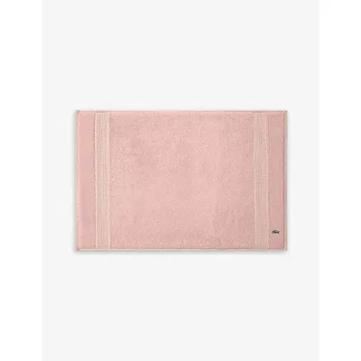 Lacoste Rose Le Croco Logo-embroidered Organic Cotton Bath Mat 70cm X 50cm In Rose