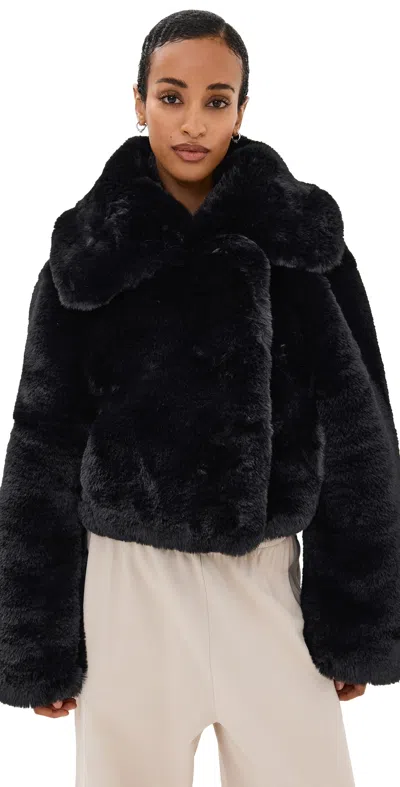 Acne Studios Fluffy Faux Fur Jacket Black In Black