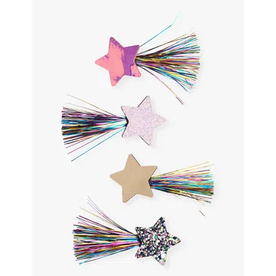 MIMI & LULA COMET TINSEL PACK OF FOUR FABRIC HAIR CLIPS MULTI 