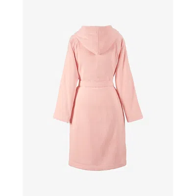 Hugo Boss Womens Primrose Plain Logo-embroidered Hooded Cotton-velvet Bathrobe In Primrose