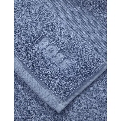 Hugo Boss Sky Loft Logo-embroidered Cotton Towel In Sky