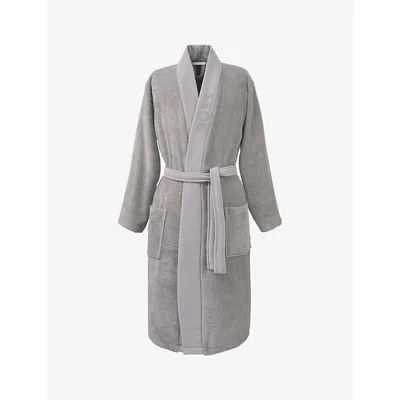 Hugo Boss Womens Concrete Plain Logo-appliqué Egyptian Cotton Kimono In Concrete