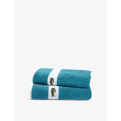 Lacoste Multicoloured Casual Logo-embroidered Organic-cotton Hand Towel 55cm X 100cm In Multicoloured
