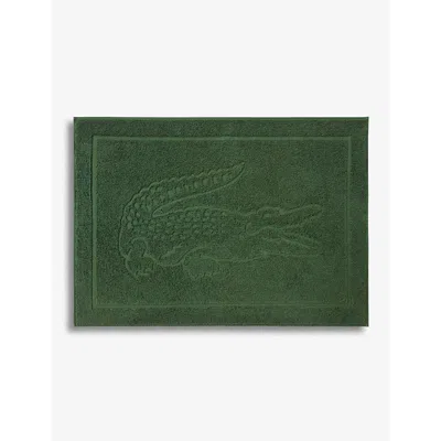Lacoste Vert Branded Organic Cotton Bath Mat 55cm X 80cm In Vert