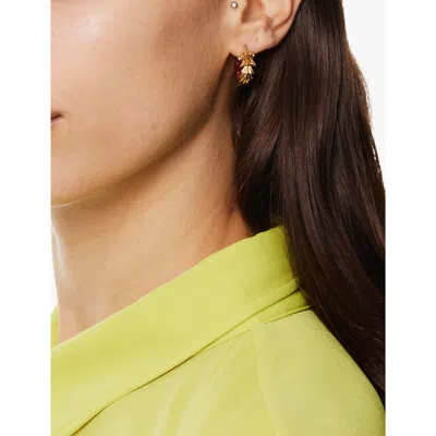 Bottega Veneta Womens Carnelian Enamel 18k Yellow-gold Plated 925 Sterling Silver Hoop Earrings In Carnelian