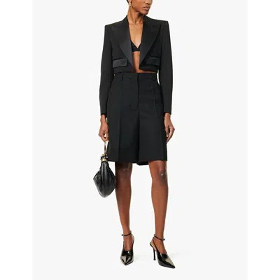 Dolce & Gabbana Womens Nero Cropped Tuxedo Wool-blend Twill Blazer In Nero