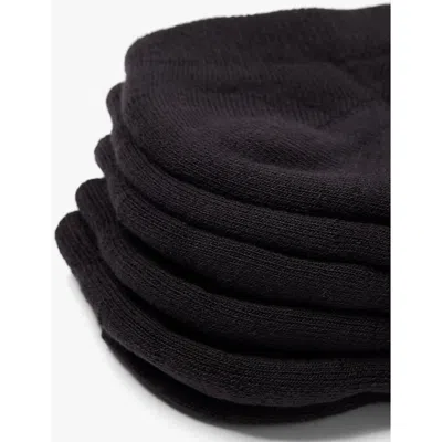 Gymshark Womens Black Brand-pattern Pack-of-three Cotton-blend Knitted Trainer Socks In Black
