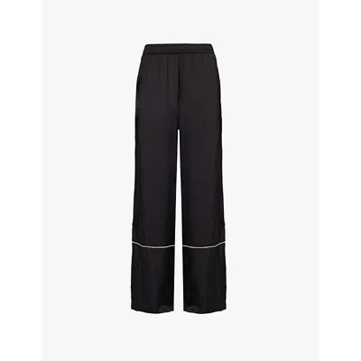 Shop Camilla And Marc Womens  Somme Elasticated-waistband Straight-leg Mid-rise Satin Trousers In Black