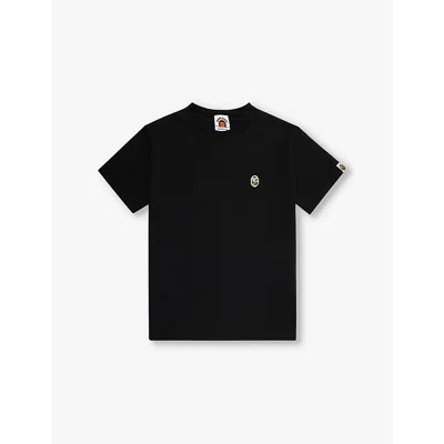 A Bathing Ape Lack X Green Camo Ape Point Embroidered Cotton-jersey T-shirt 2-9 Y In Black X Green