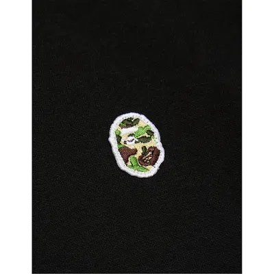 A Bathing Ape Lack X Green Camo Ape Point Embroidered Cotton-jersey T-shirt 2-9 Y In Black X Green