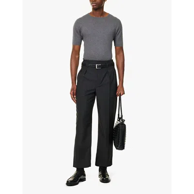 John Smedley Mens Charcoal Belden Short-sleeve Cotton Knitted T-shirt In Charcoal