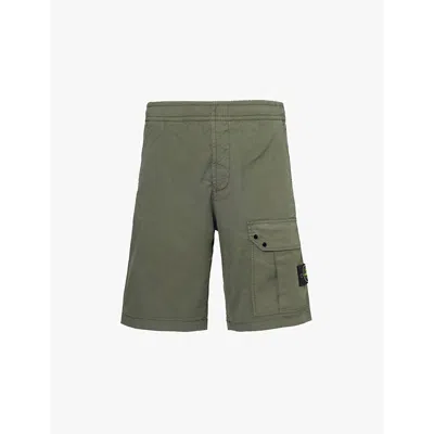 Stone Island Mens Musk Brand-patch Drawstring-waist Stretch-cotton Shorts In Musk