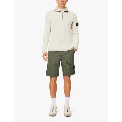 Stone Island Mens Musk Brand-patch Drawstring-waist Stretch-cotton Shorts In Musk