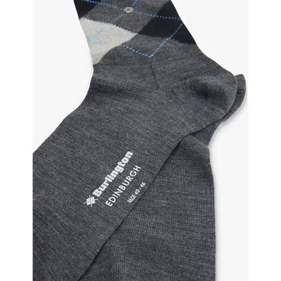 Burlington Mens Asphalt Mel. Burl Edinburgh Cotton-blend Socks In Asphalt Mel.
