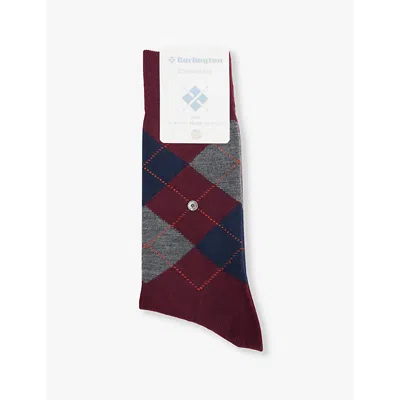 Burlington Mens Claret Burl Edinburgh Cotton-blend Socks In Claret