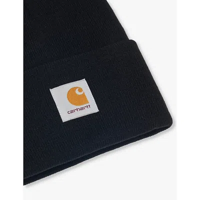 Carhartt Mens Acrylic Watch Logo-patch Knitted Beanie Hat Black In Black