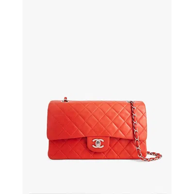 This Old Thing London Womens Orange Pre-loved Chanel Medium Leather Shoulder Bag In Orange