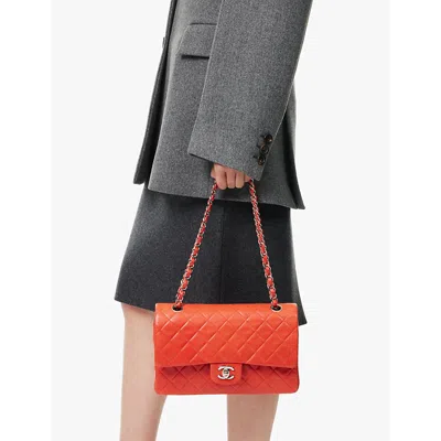 This Old Thing London Womens Orange Pre-loved Chanel Medium Leather Shoulder Bag In Orange