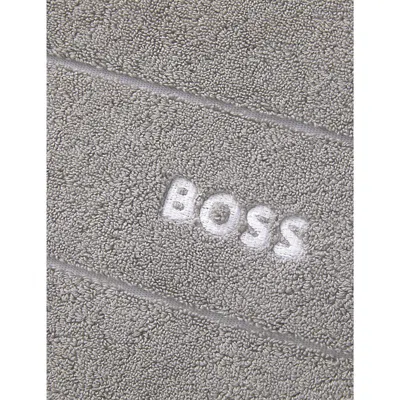 Hugo Boss Concrete Plain Logo-embroidered Egyptian Cotton Towel In Concrete