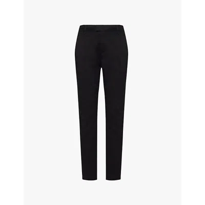 Arne Mens Black Slip-pockets Drawstring-waistband Tapered-leg Tailored-fit Stretch-cotton Trousers In Black
