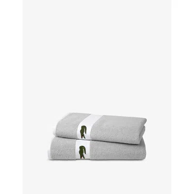 Shop Lacoste Casual Logo-embroidered Organic-cotton Hand Towel 50cm X 100cm Multicolour In Multicoloured