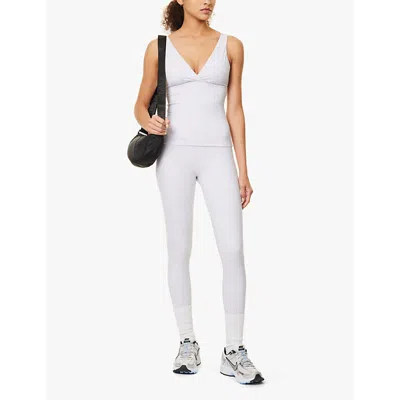 We Are Tala Omens Grey Marl Dayflex Support V-neck Stretch Recycled-nylon Top In Grey Marl