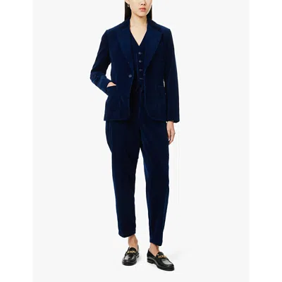 Polo Ralph Lauren Womens Indigo Corduroy Single-breasted Cotton Blazer In Indigo