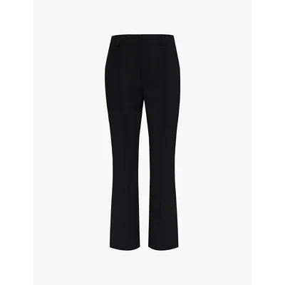 Bottega Veneta Womens Black Mid-rise Flared-leg Wool-crepe Trousers In Black