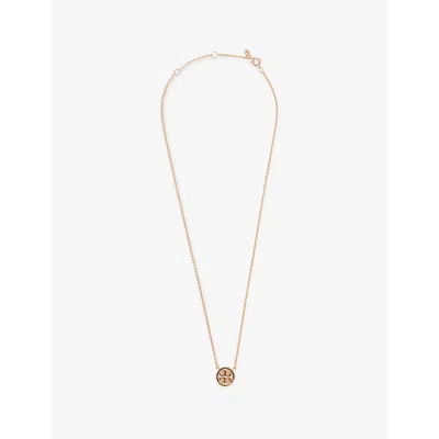 Shop Tory Burch Jewellery Womens Miller 18ct Yellow Gold-plated Brass And Crystal Pendant Necklace Tory Gold / Crystal