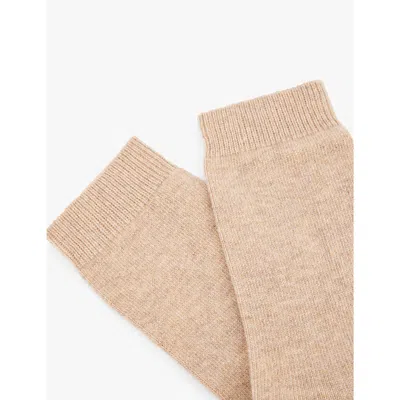 Falke Womens Beige Mel. Cosy Wool Brand-print Knit Socks In Beige Mel.