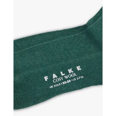 Falke Womens Hunter Green Cosy Wool Brand-print Knit Socks In Hunter Green