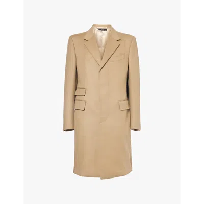 Tom Ford Mens Sahara Single-breasted Notched-lapel Wool-blend Coat In Sahara