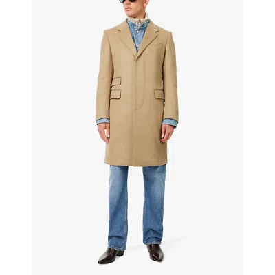 Tom Ford Mens Sahara Single-breasted Notched-lapel Wool-blend Coat In Sahara